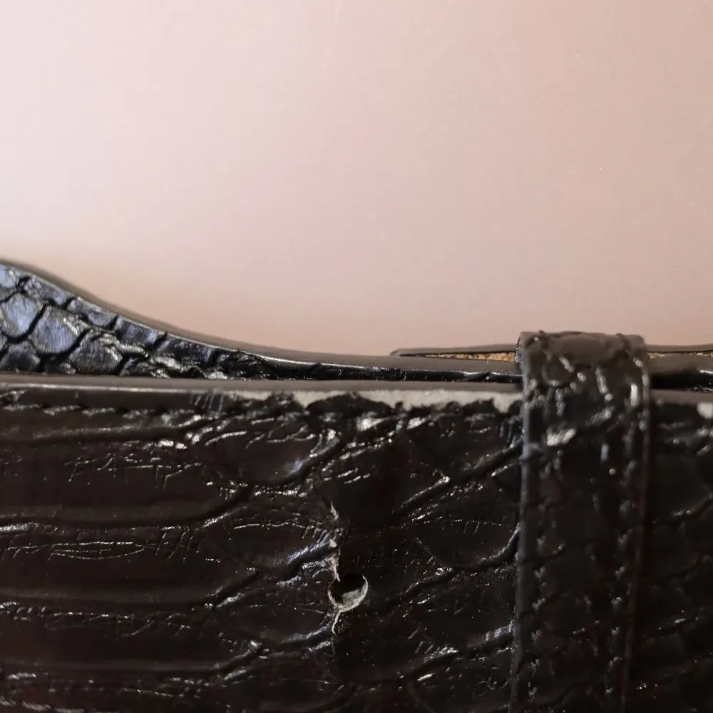 Banana Republic Chunky Wide Faux Leather Croc Textured Belt Y2K Small